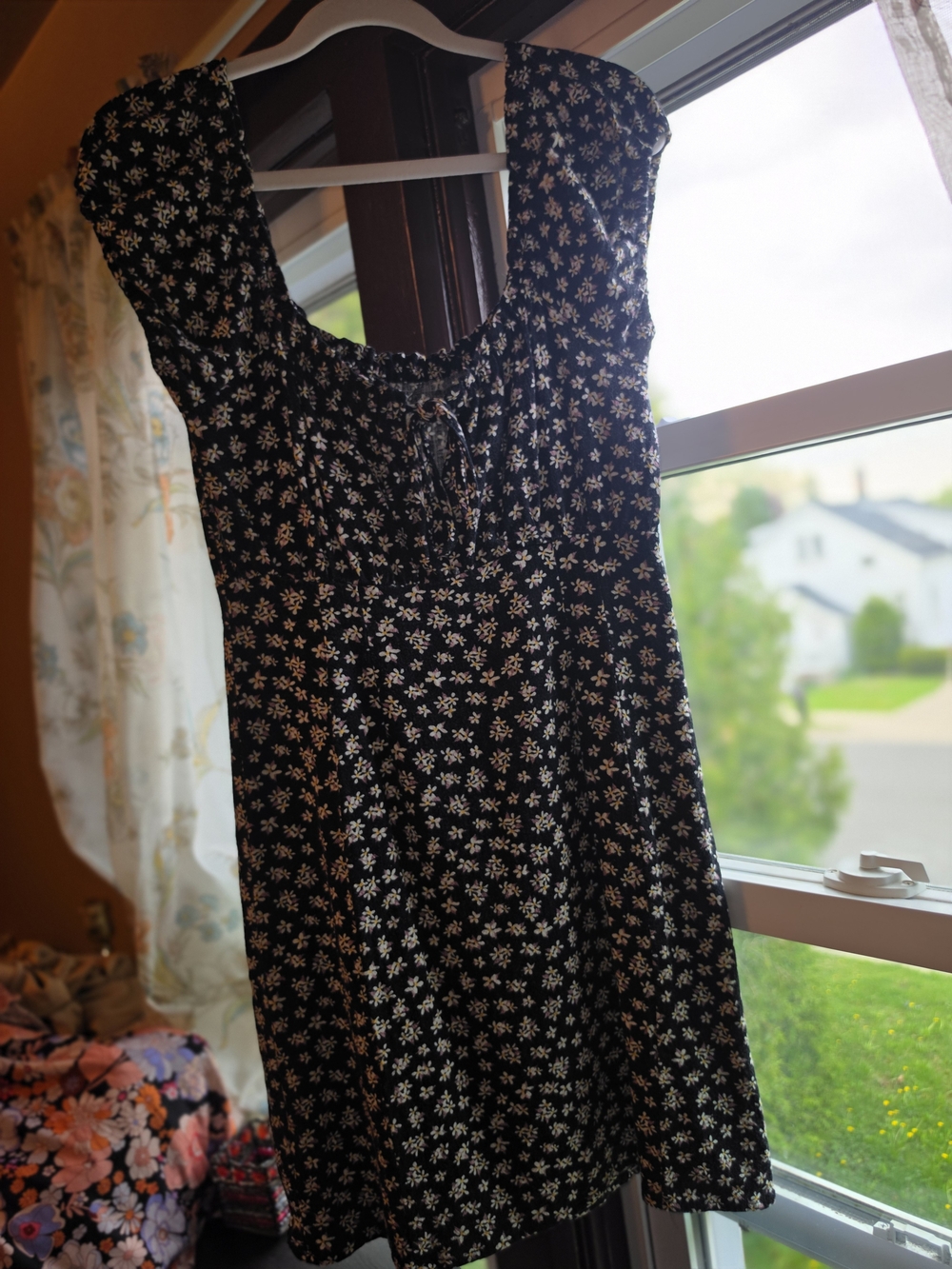 Aeropostale Black Floral Sundress with White Flowers
